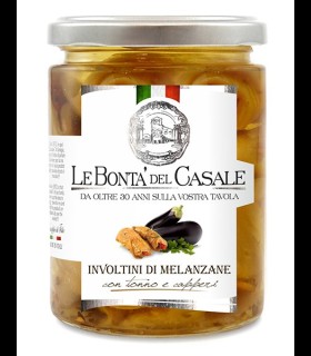 Aubergine rolls with tuna and capers