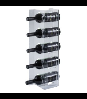 Portabottiglia a parete 5 posti in plexiglass trasparente