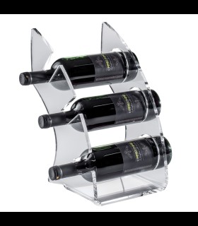 Portabottiglia da tavolo 3 posti in plexiglass trasparente
