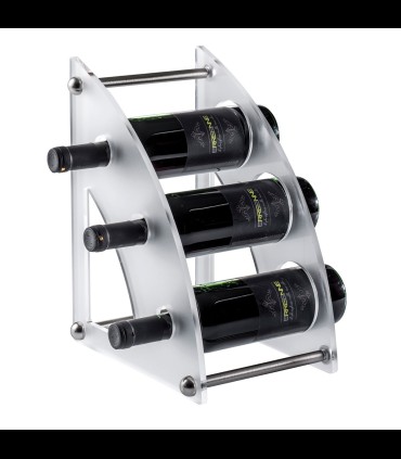 Portabottiglia da tavolo 3 posti in plexiglass satinato e acciaio