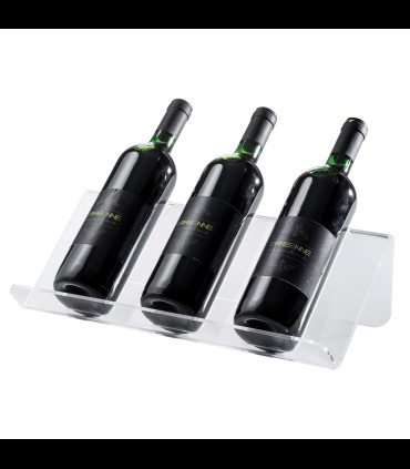 Portabottiglia da tavolo 3 posti in plexiglass trasparente