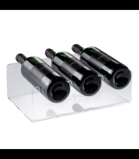 Portabottiglia da tavolo 3 posti in plexiglass trasparente