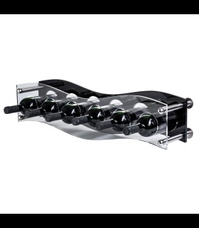 Bottle holder wall 6 placed in transparent plexiglass base in black or white