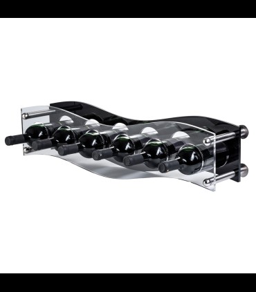 Bottle holder wall 6 placed in transparent plexiglass base in black or white