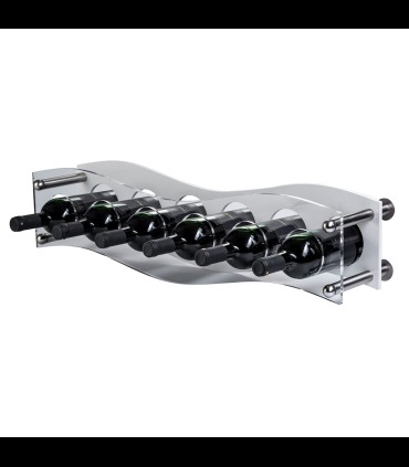 Bottle holder wall 6 placed in transparent plexiglass base in black or white