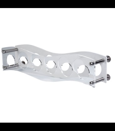 Bottle holder wall 6 placed in transparent plexiglass base in black or white