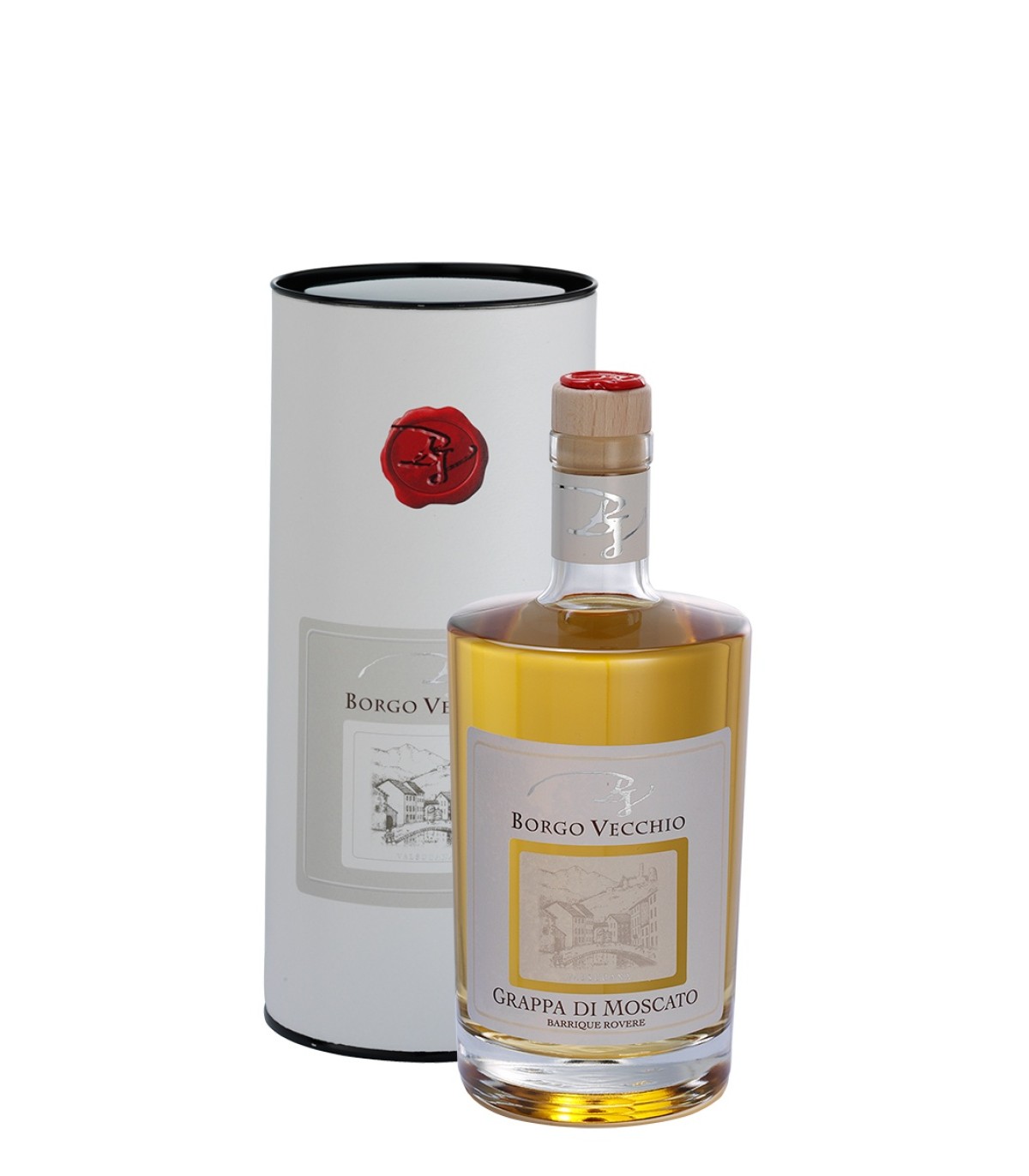 Grappa of Moscato, Barrique Oak 50cl in box - Old town