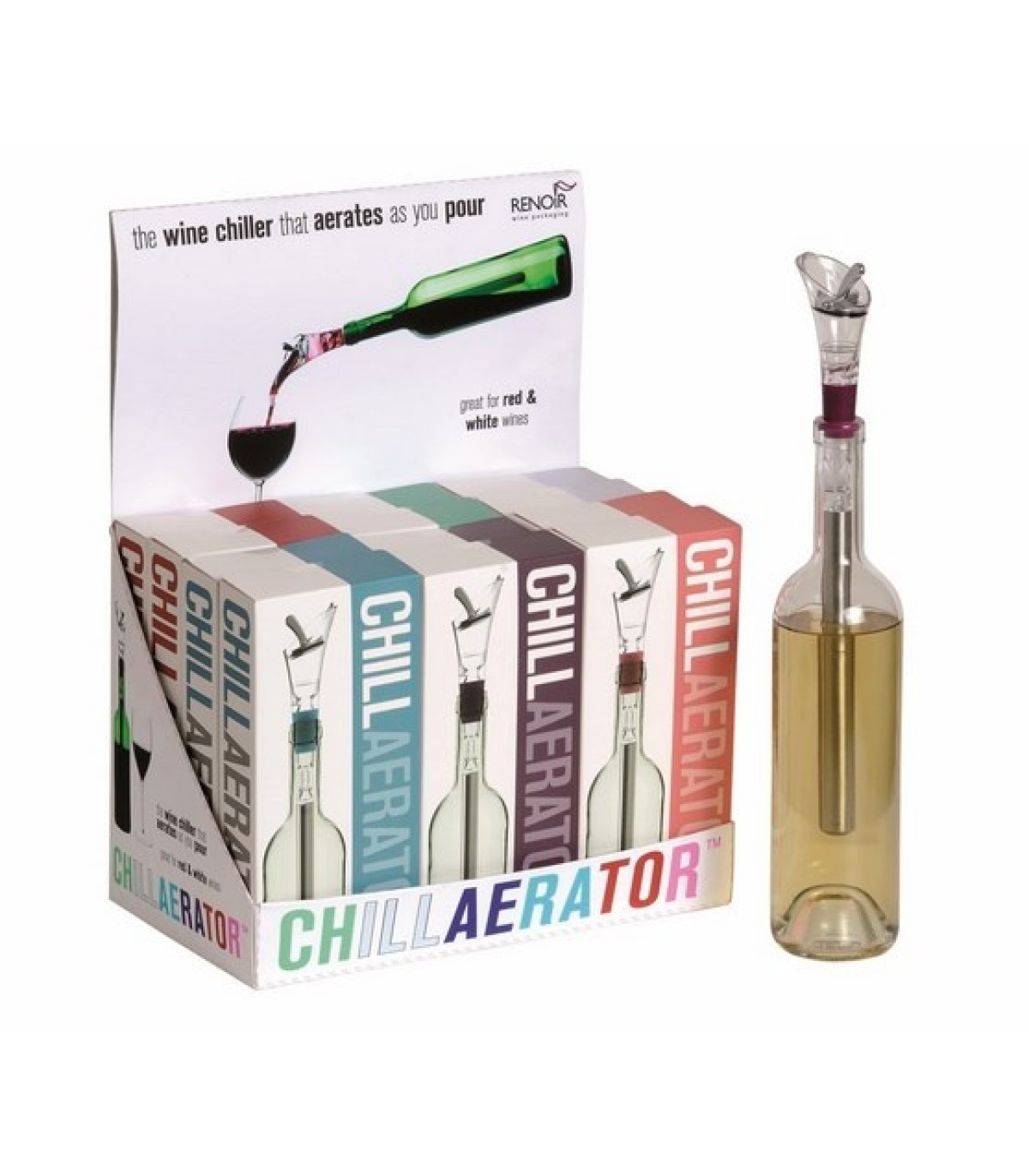 Refrigerate, Oxygenates, Pour it, and Stop with the Chill aerator for wine