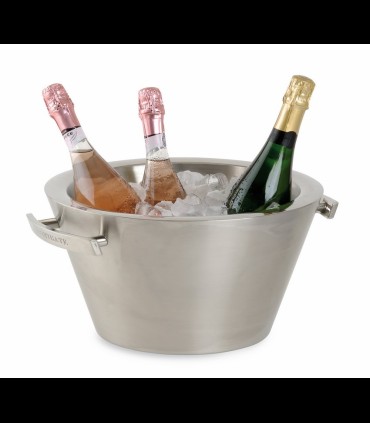 Wine-cooler door and ice in brushed stainless steel