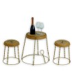 Table and bar stools, bird cage, cork, and metal