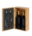 Deposit box, Bamboo with accessories and 2 bottles of Primitivo